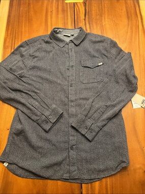 NWT Vans Men's Long-Sleeve Button-Down Shirt in Charcoal